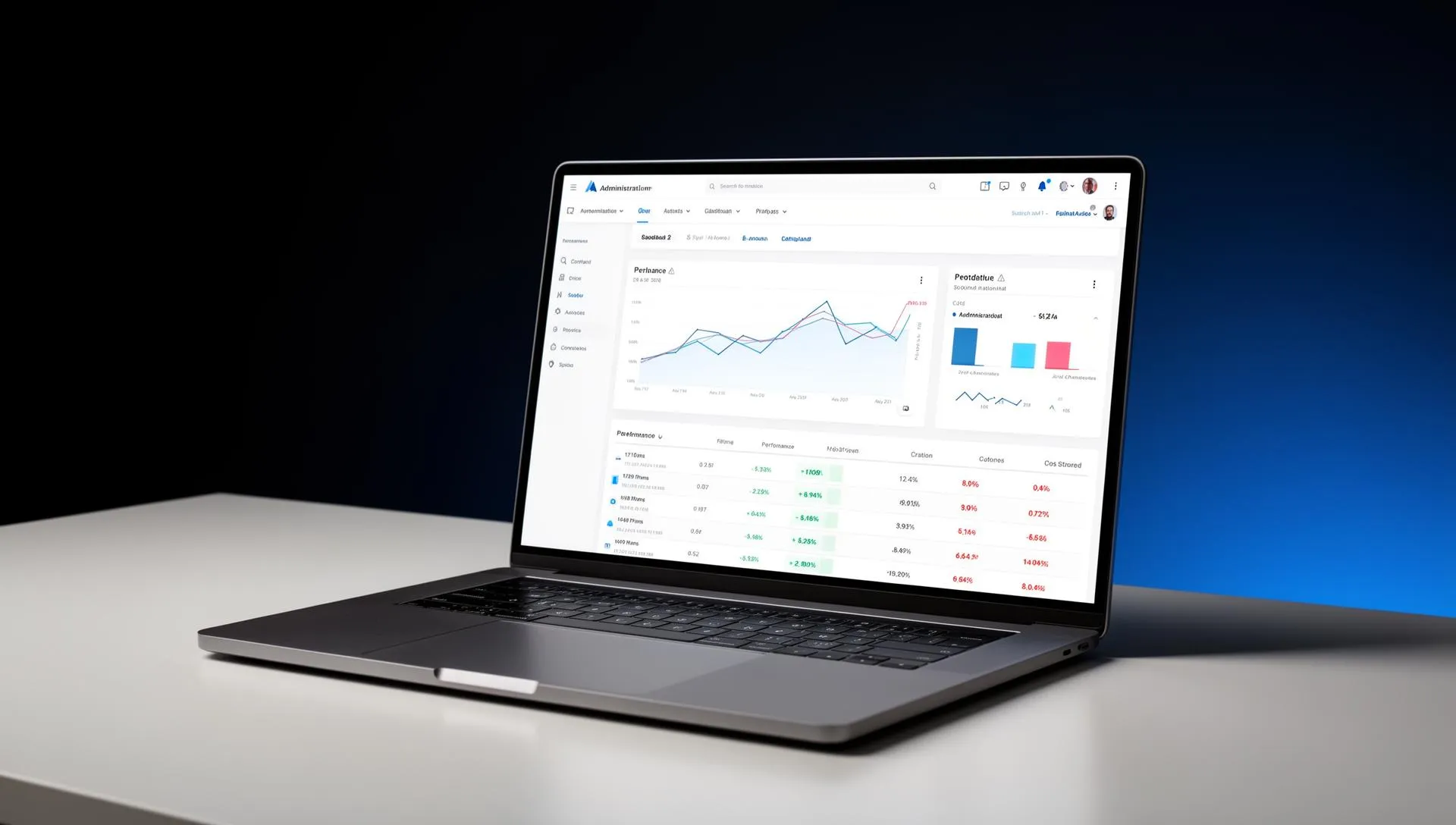 Laptop background showing Abax VC fund administration dashboard